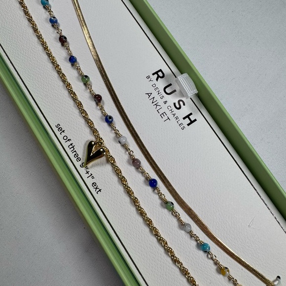 NIB Rush by Denis & Charles Gold and Multicolor Anklet Summer boho beach - Picture 3 of 3